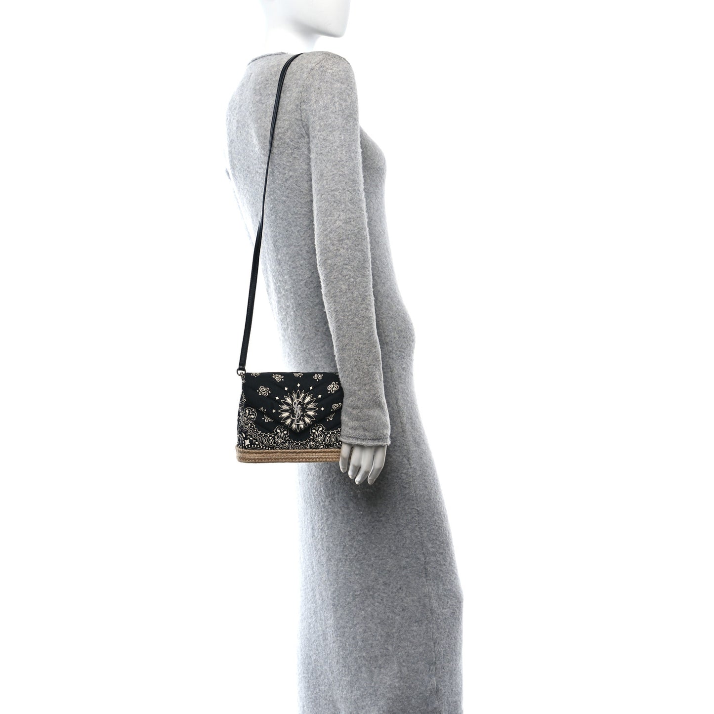 Cotton Bandana Y Quilted Monogram Toy Loulou Crossbody Bag Black White