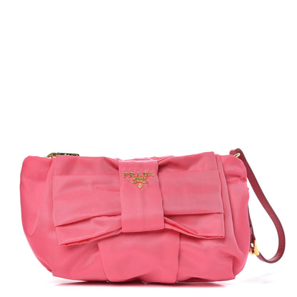 Prada Tessuto Nylon Bow Wristlet Begonia 1 of 9