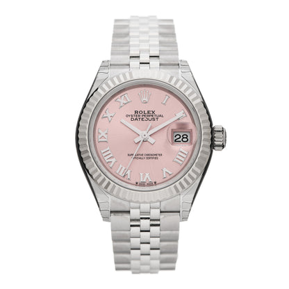 Rolex Stainless Steel 18K White Gold 28mm Oyster Perpetual Datejust Watch Pink Roman 279174 1 of 5