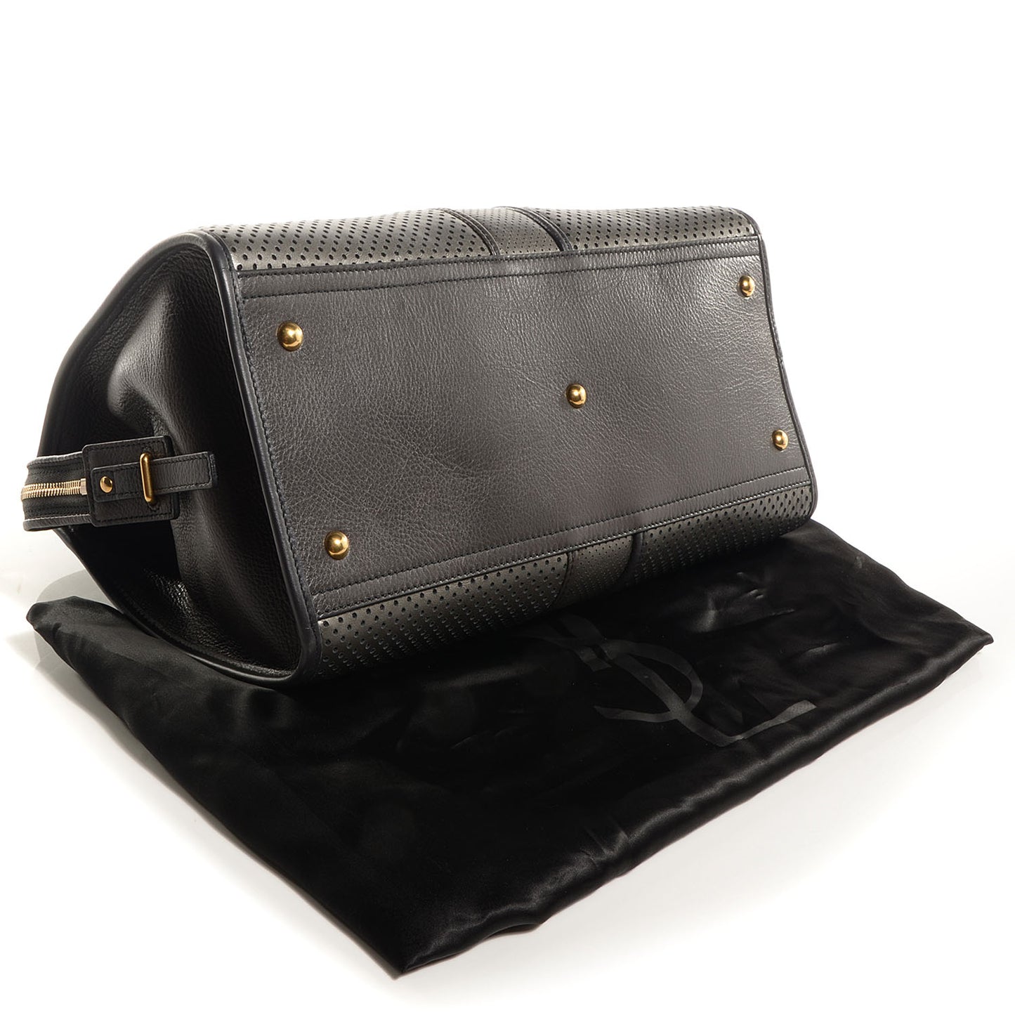 Leather Perforated Large Cabas ChYc Pewter