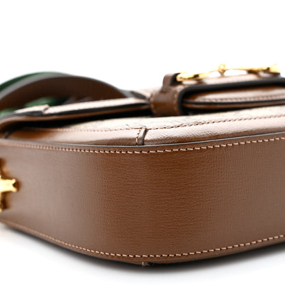 Gucci GG Supreme Monogram Azalea Calfskin Web Mini Horsebit 1955 Shoulder Bag Beige Ebony Brown Sugar 9 of 11