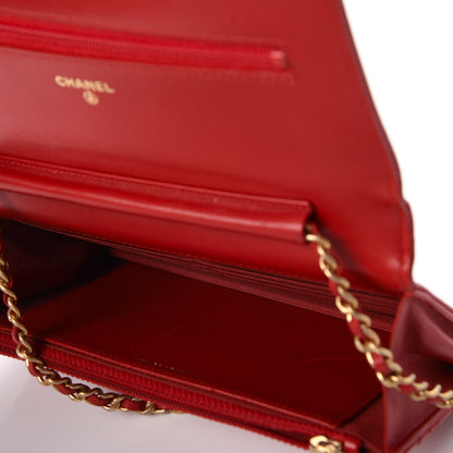 Chanel Lambskin Quilted Boy Wallet On Chain WOC Red 5 of 8