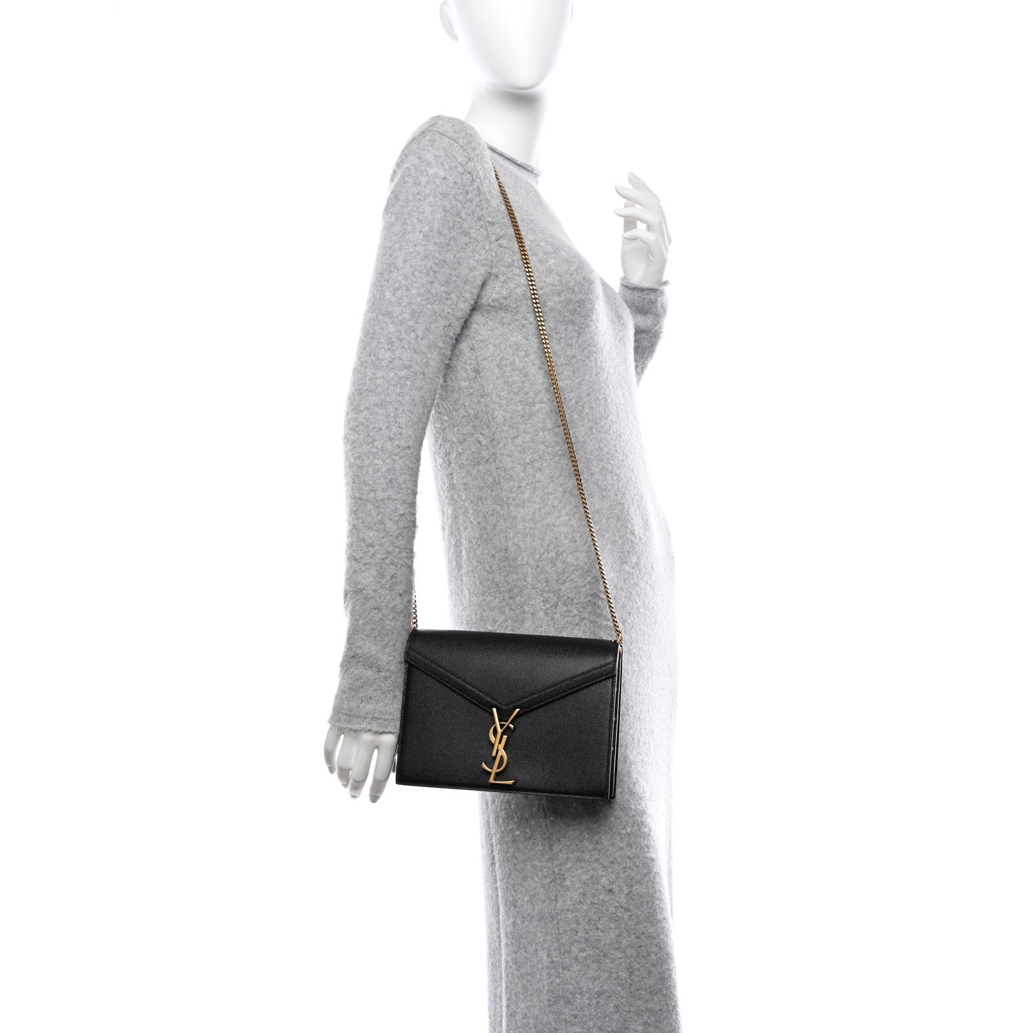 Saint Laurent SAINT LAURENT Grain De Poudre Monogram Cassandra Clasp Bag Black 2 of 14