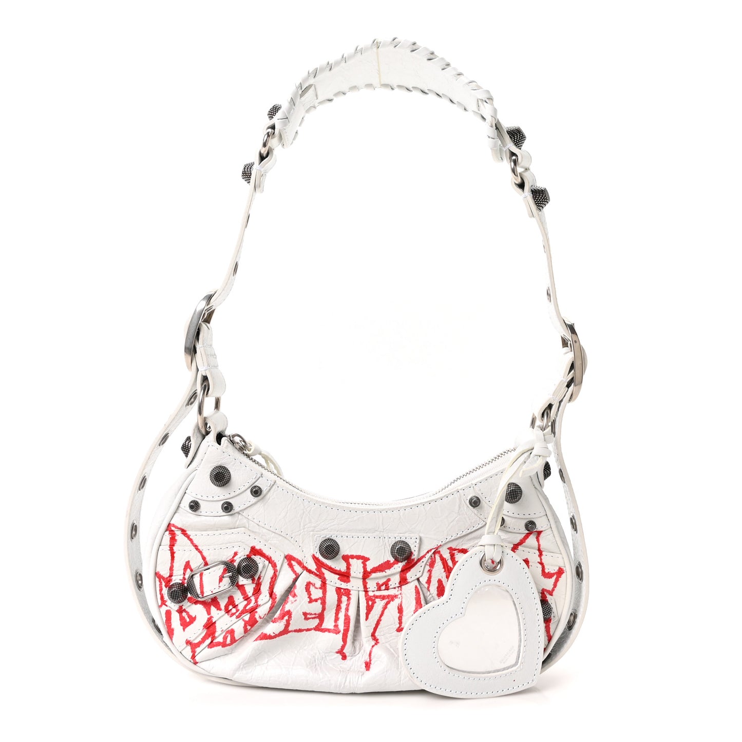 Agneau Arena Lunar New Year Graffiti Logo Le Cagole Shoulder Bag XS Optic White