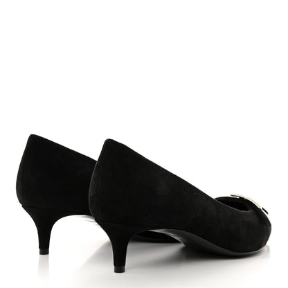 Hermes Suede Goatskin Blush 40 Pumps 37 Black 4 of 9