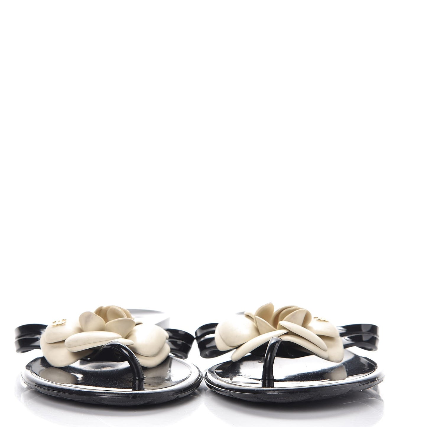 Jelly Camellia Thong Sandals 38 Black Ivory