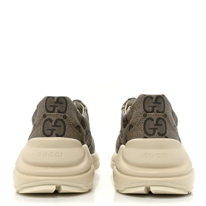 Gucci Maxi GG Supreme Monogram Gucci 100 Mens Rhyton Sneakers 9 Beige Ebony 4 of 10