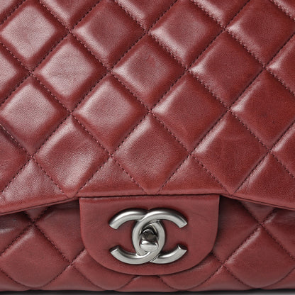 Chanel Lambskin Quilted Jumbo Single Flap Dark Red 9 of 22