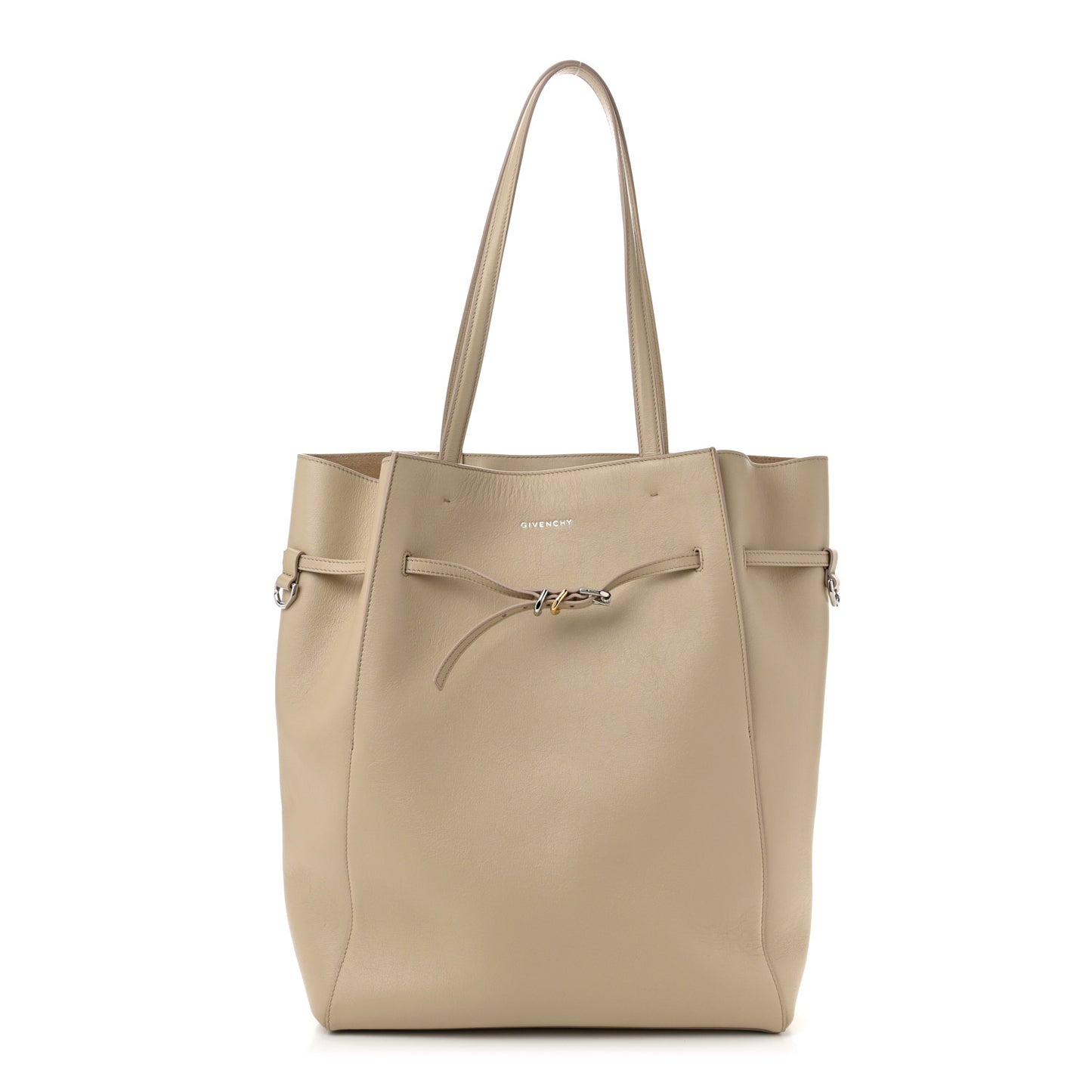 Calfskin Voyou Medium North South Tote Natural Beige