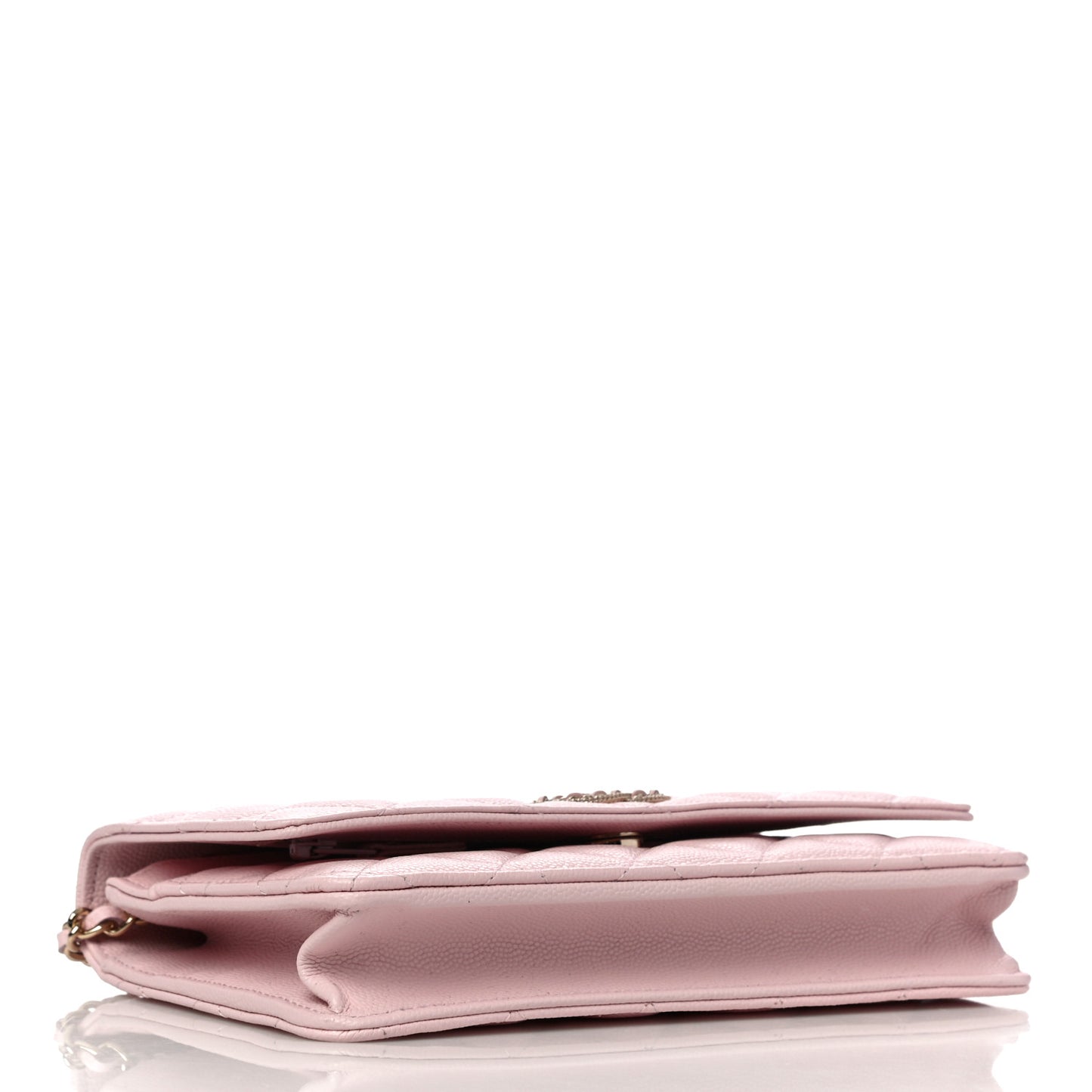 Caviar Quilted Crystal CC Wallet On Chain WOC Light Pink