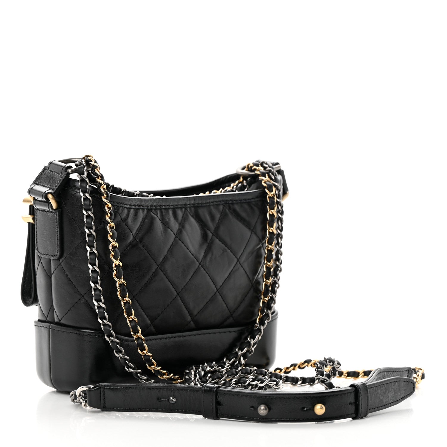 Chanel Aged Calfskin Quilted Small Gabrielle Hobo Black 3 of 11