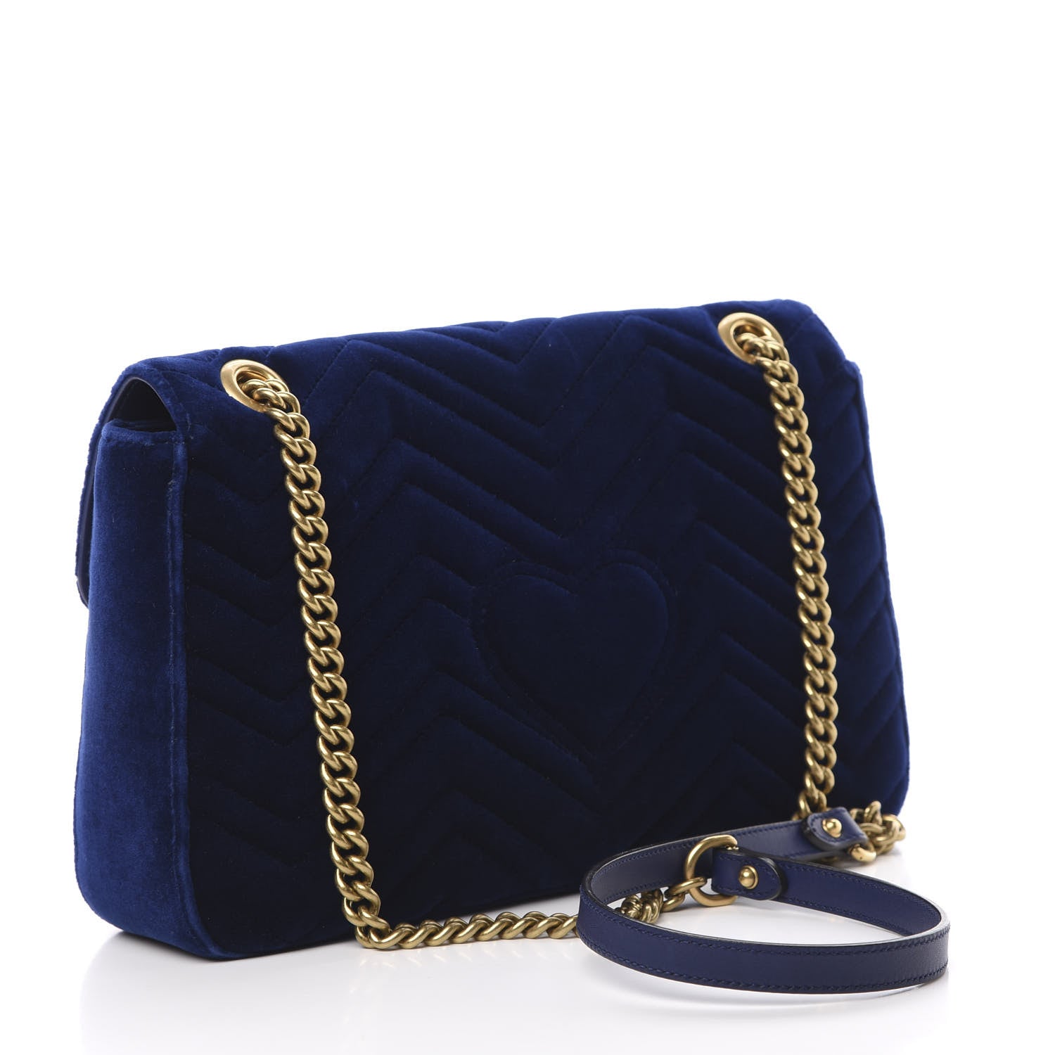Gucci Velvet Matelasse Medium GG Marmont Shoulder Bag Cobalt Blue 3 of 14