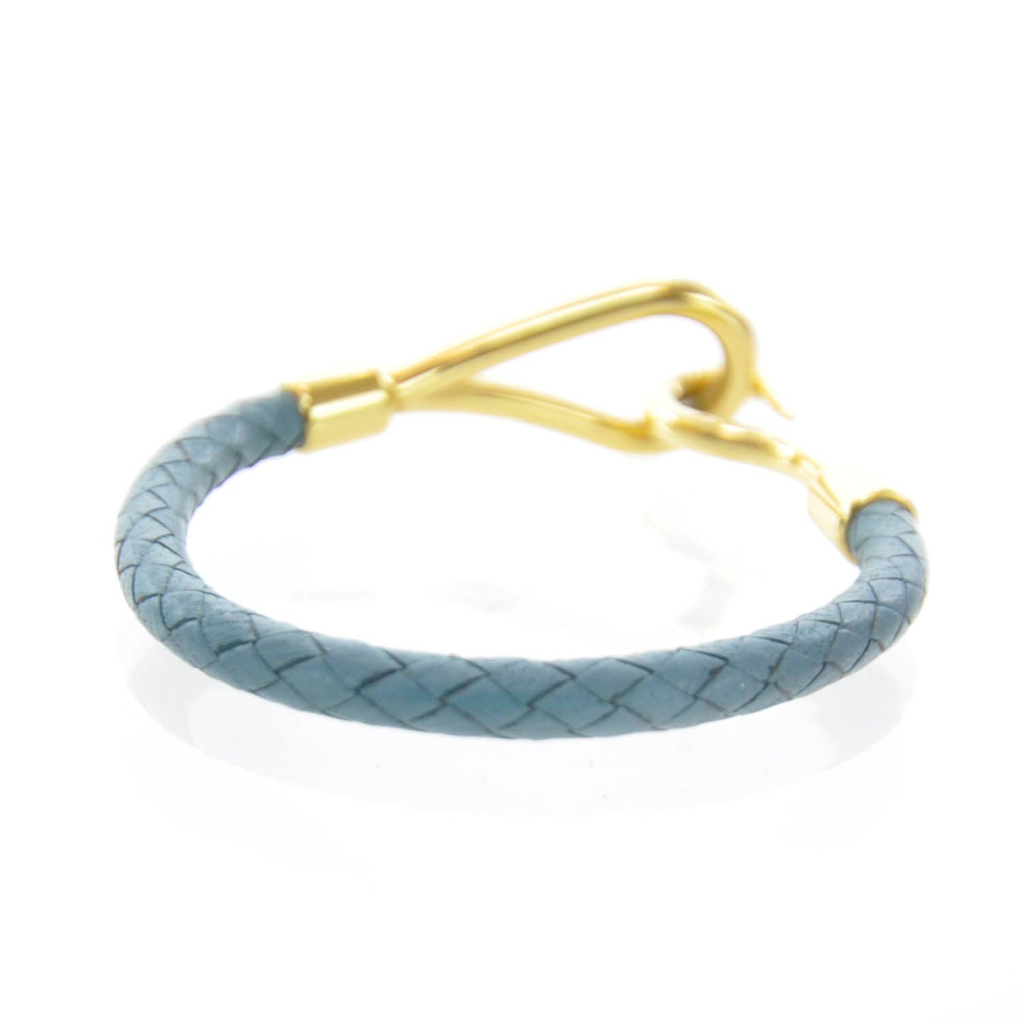 Leather Woven Jumbo Hook Bracelet Bleu