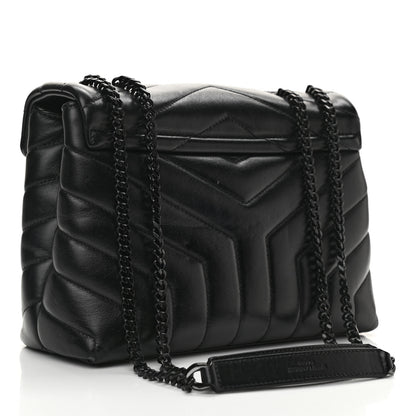 Saint Laurent Calfskin Y Quilted Monogram Monochrome Small Loulou Chain Satchel Black 3 of 15