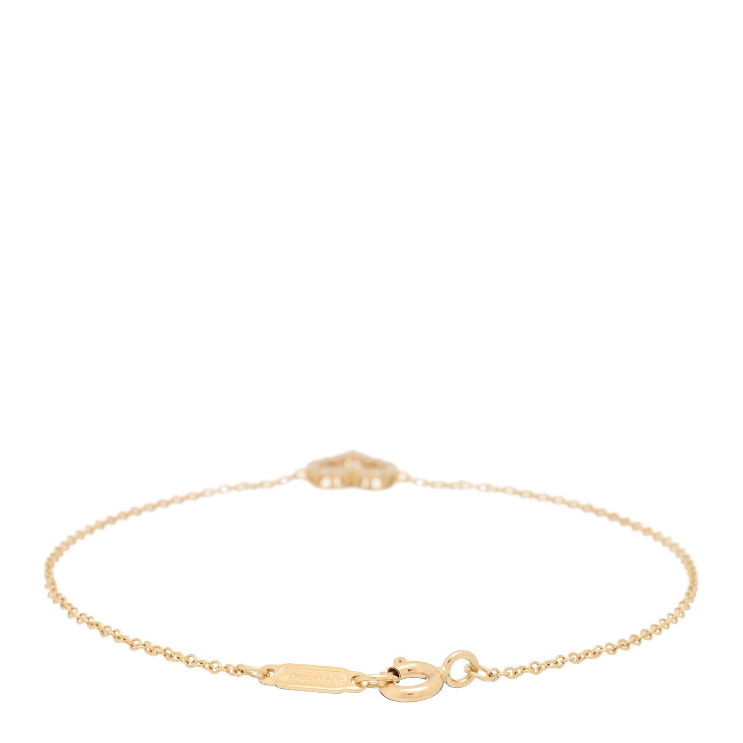 18K Yellow Gold Diamond Heart Station Bracelet