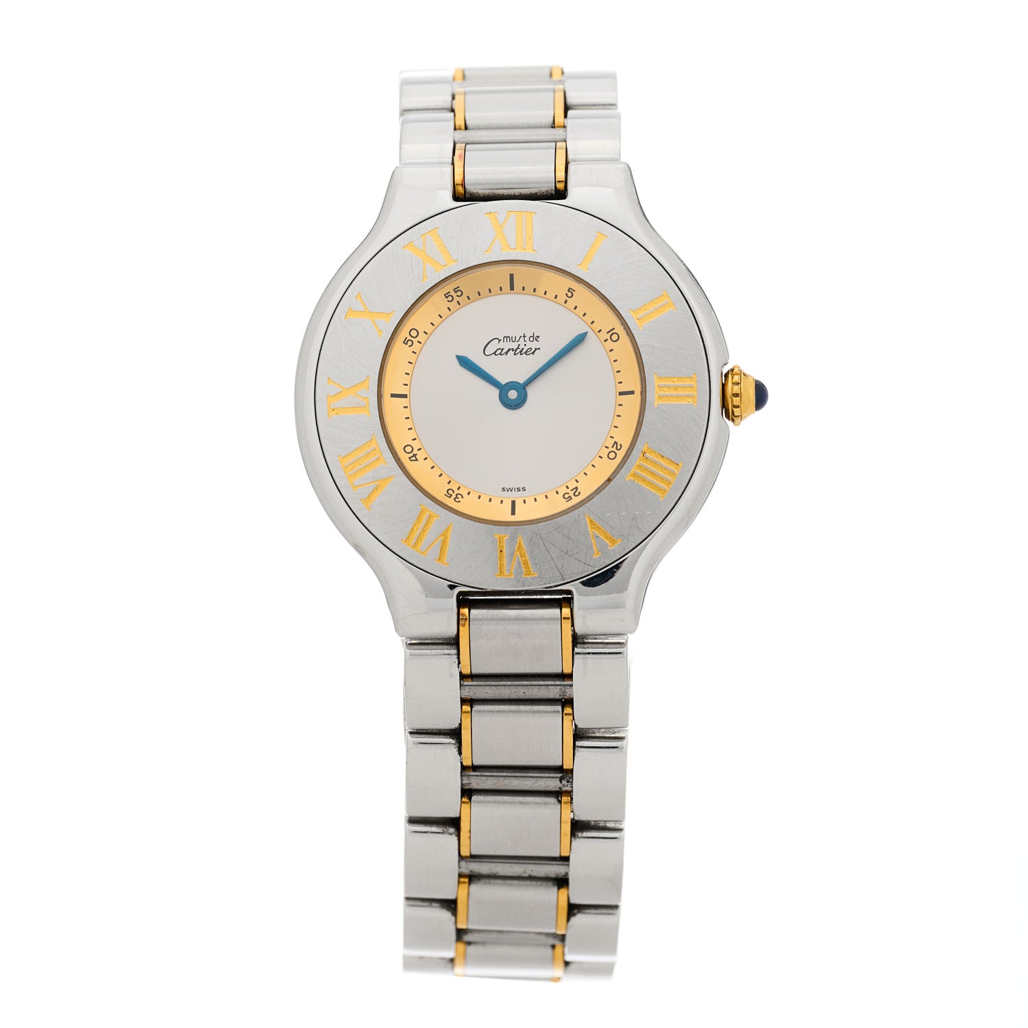 Cartier Stainless Steel 18K Yellow Gold 31mm Must De 21 Quartz Watch 1 of 4