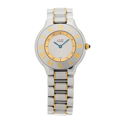 Cartier Stainless Steel 18K Yellow Gold 31mm Must De 21 Quartz Watch 1 of 4