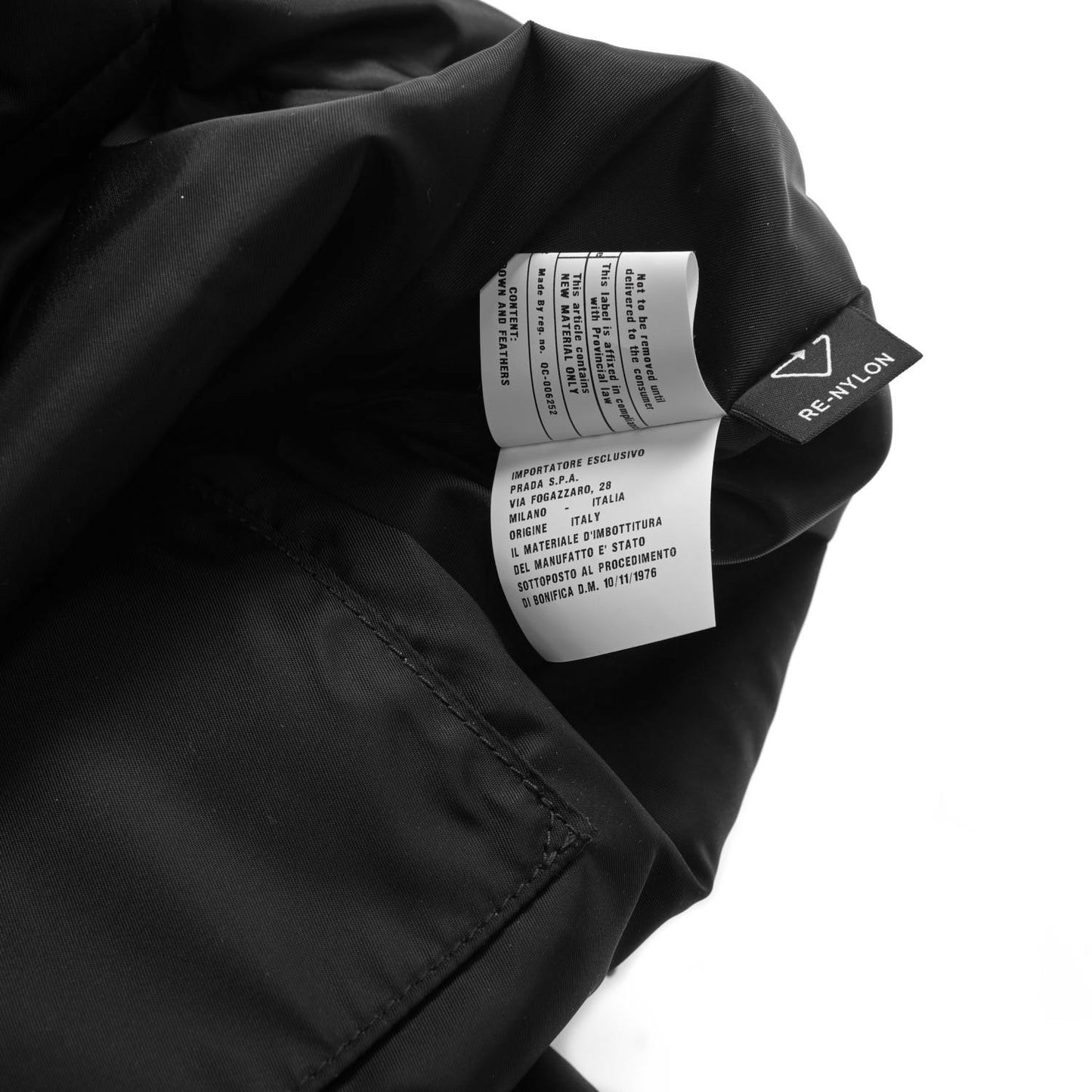 Re-Nylon Triangle Padded Logo Tote Black