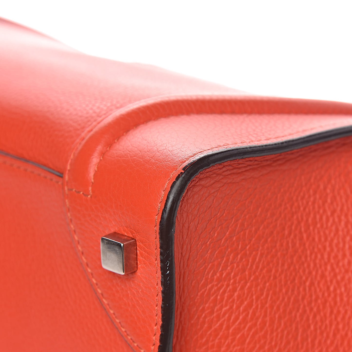 Drummed Calfskin Mini Luggage Vermillion