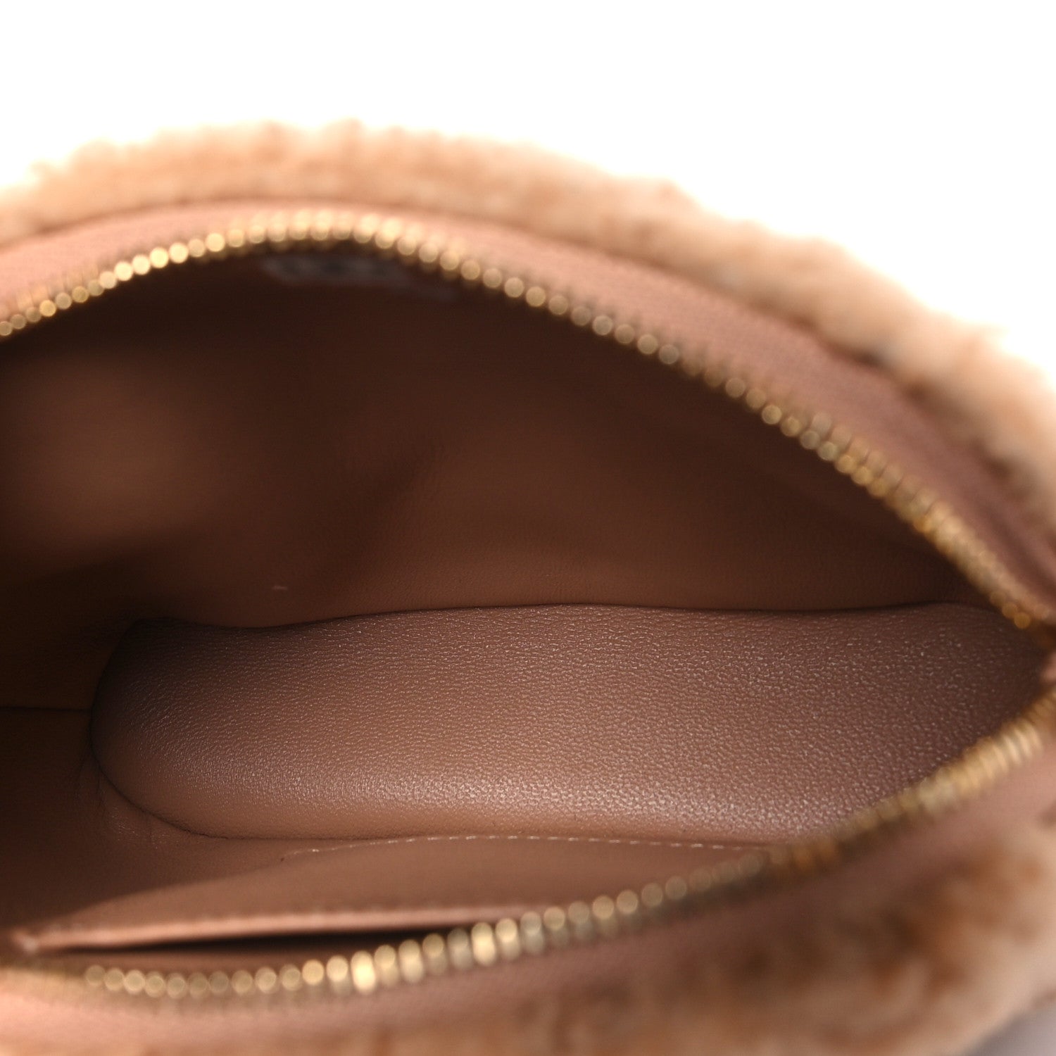 Chanel Shearling Quilted Shiny Coco Clutch With Chain Dark Beige 5 of 10