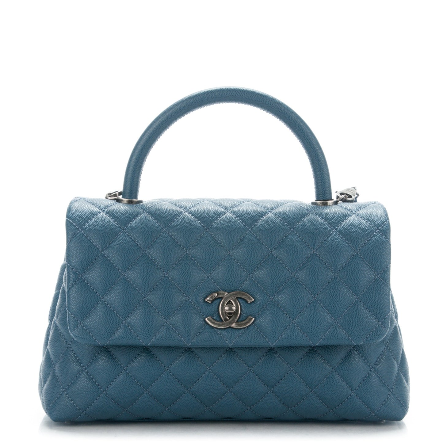 Caviar Quilted Small Coco Handle Flap Blue