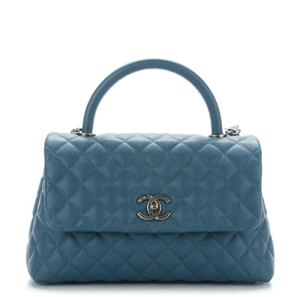 Chanel Caviar Quilted Small Coco Handle Flap Blue 1 of 8
