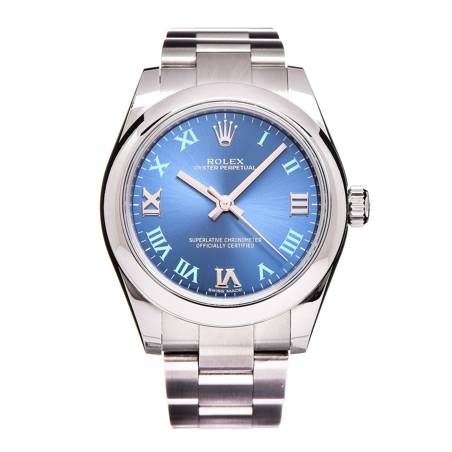 Stainless Steel 31mm Oyster Perpetual Watch Azzurro Blue Roman 177200
