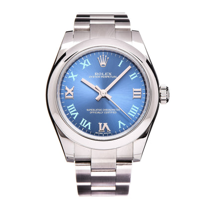 Rolex Stainless Steel 31mm Oyster Perpetual Watch Azzurro Blue Roman 177200 1 of 7