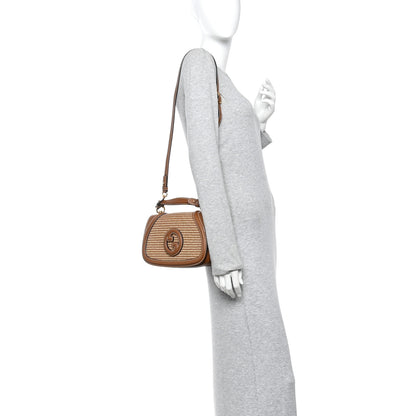 Gucci Calfskin Raffia Medium Blondie Top Handle Bag Brown 2 of 10
