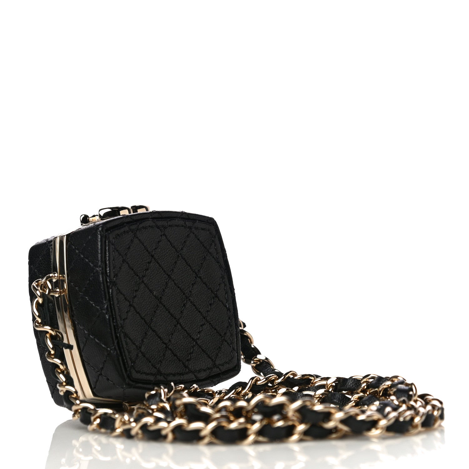 Chanel Lambskin Quilted Small Beauty Box Clutch With Chain Black 3 of 9