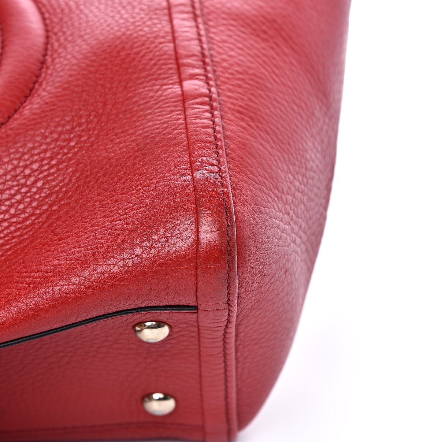 Pebbled Calfskin Small Soho Top Handle Bag Red