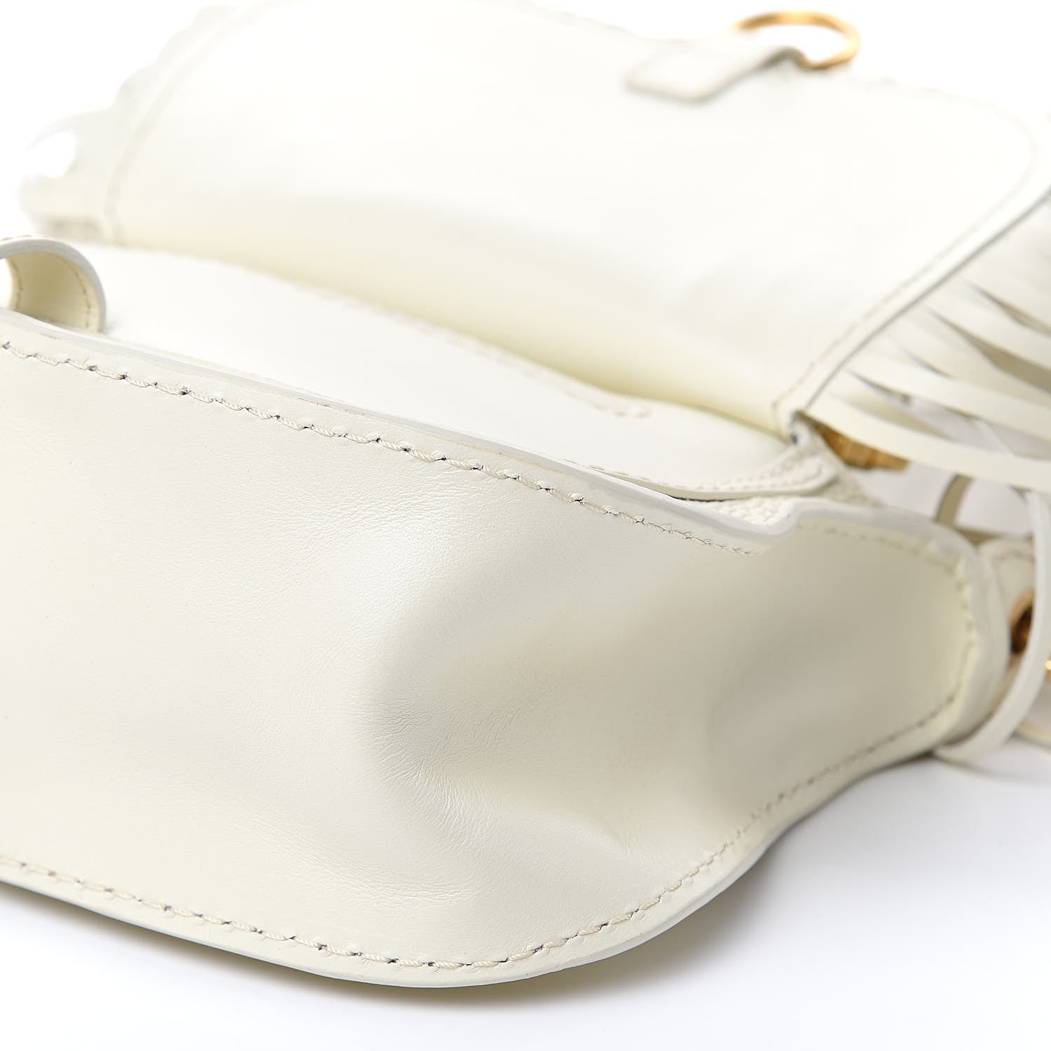Chloe Shiny Small Grain Calfskin Mini Marcie Multi Fringe Satchel Natural White 11 of 13