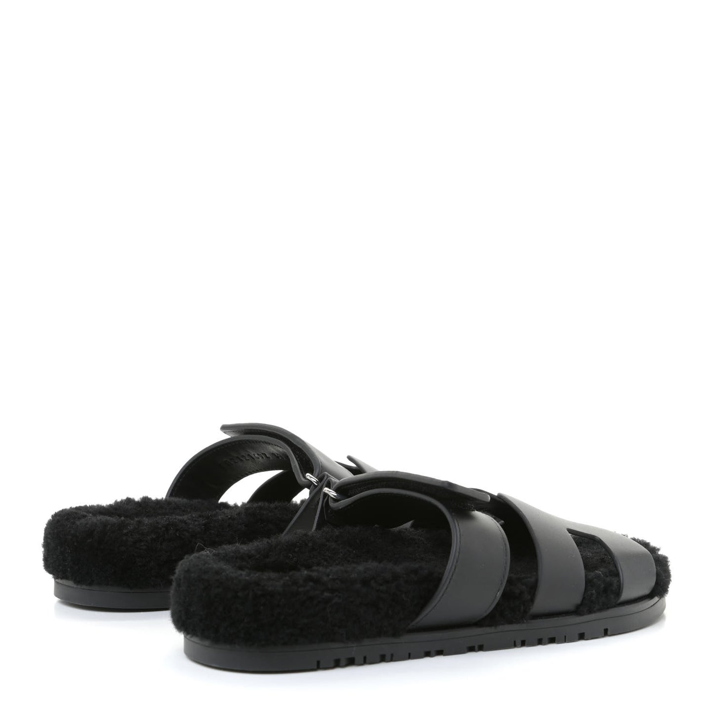 Calfskin Woolskin Womens Chypre Sandals 37 Black