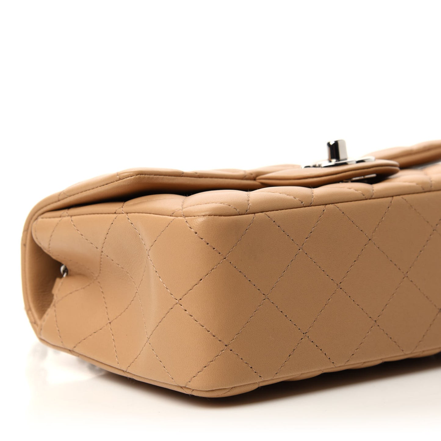 Lambskin Quilted Mini Rectangular Flap Beige