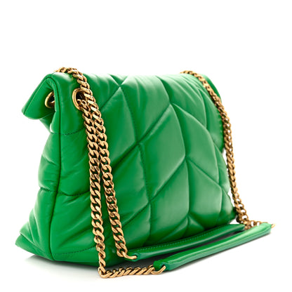 Saint Laurent Lambskin Quilted Small Loulou Puffer Monogram Chain Satchel New Vert 3 of 10