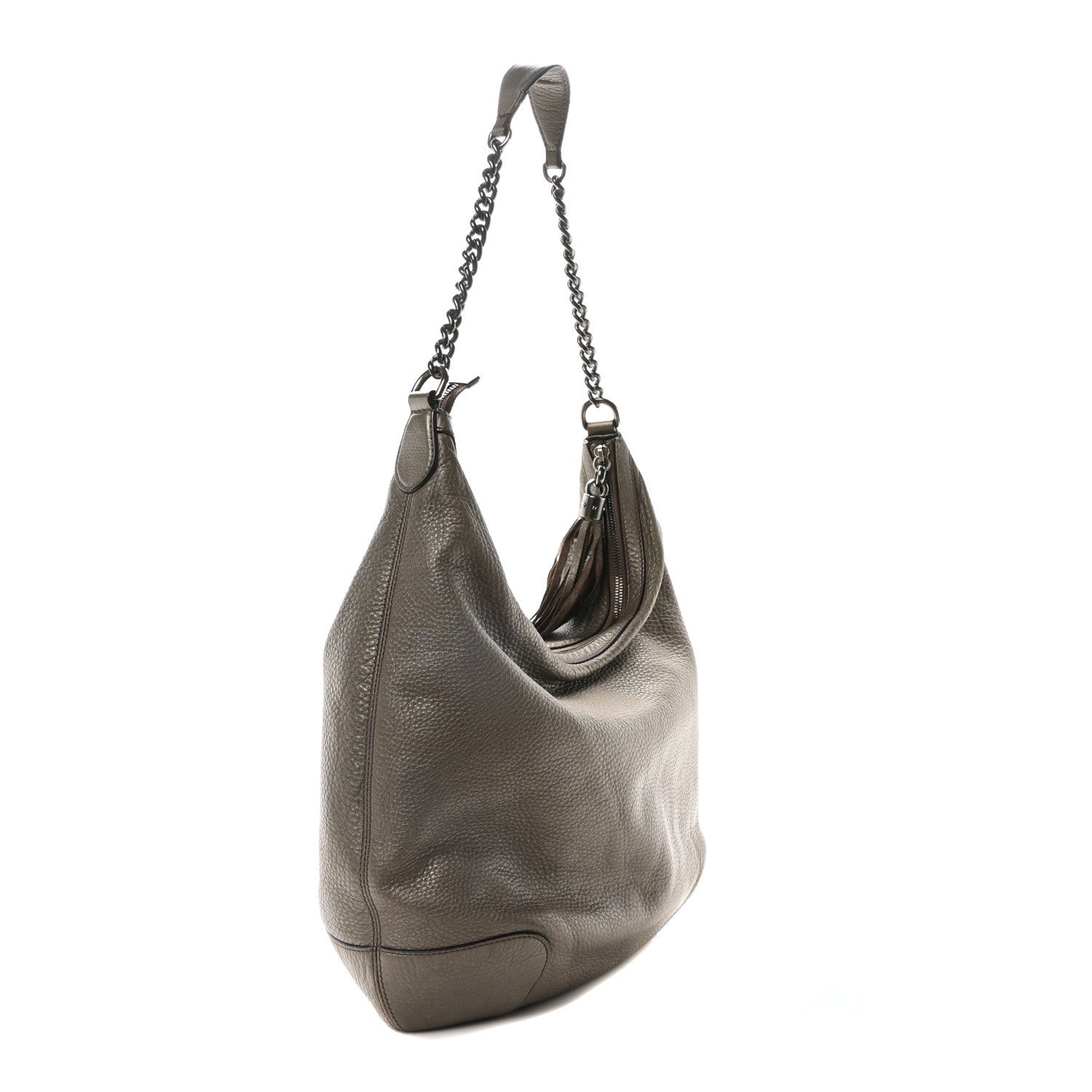 Gucci Metallic Pebbled Calfskin Medium Soho Chain Hobo Sasso 3 of 10