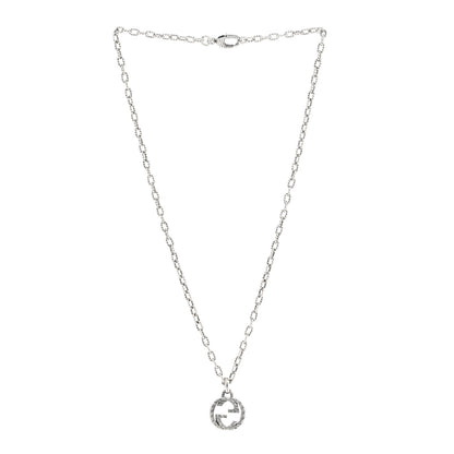 Gucci Sterling Silver Textured Interlocking G Pendant Necklace 3 of 6