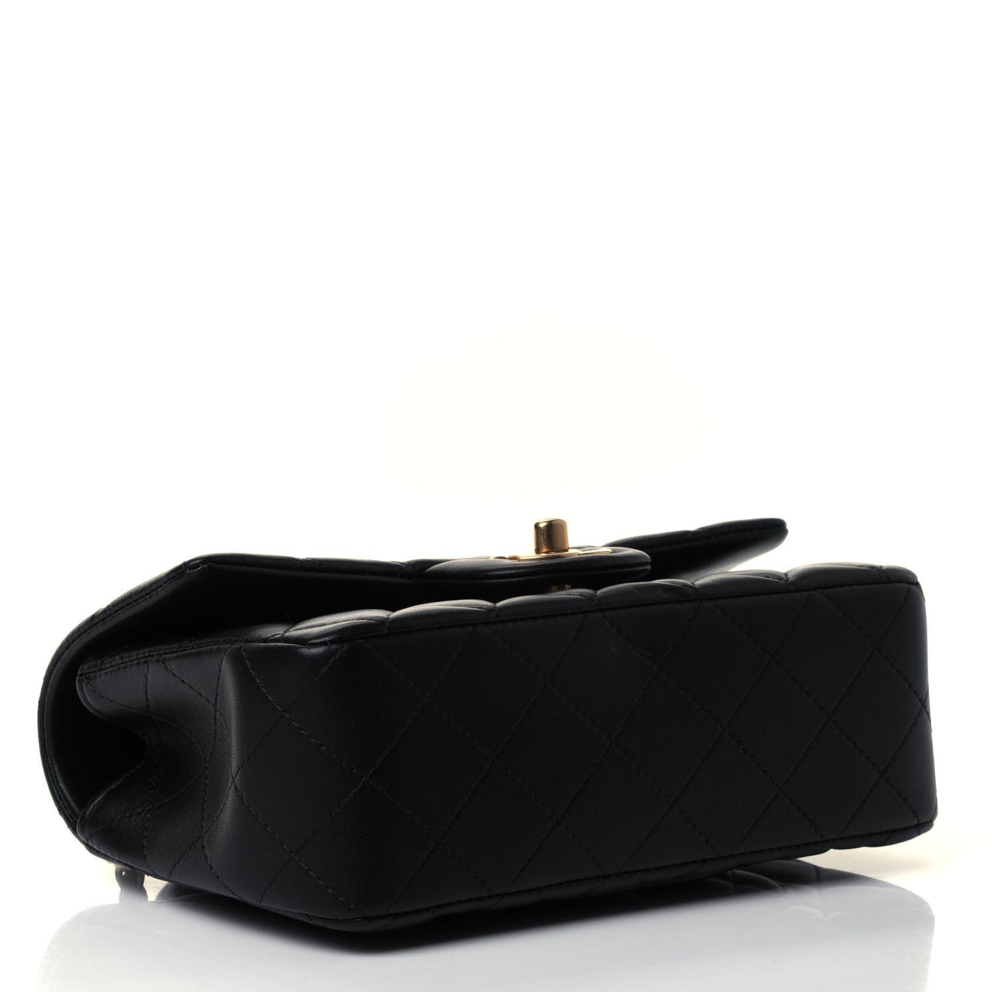 Lambskin Quilted Mini Top Handle Rectangular Flap Black