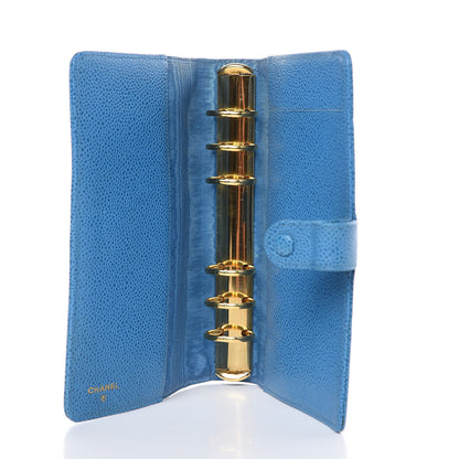 Chanel Caviar Timeless CC Ring Agenda Planner Blue 5 of 10