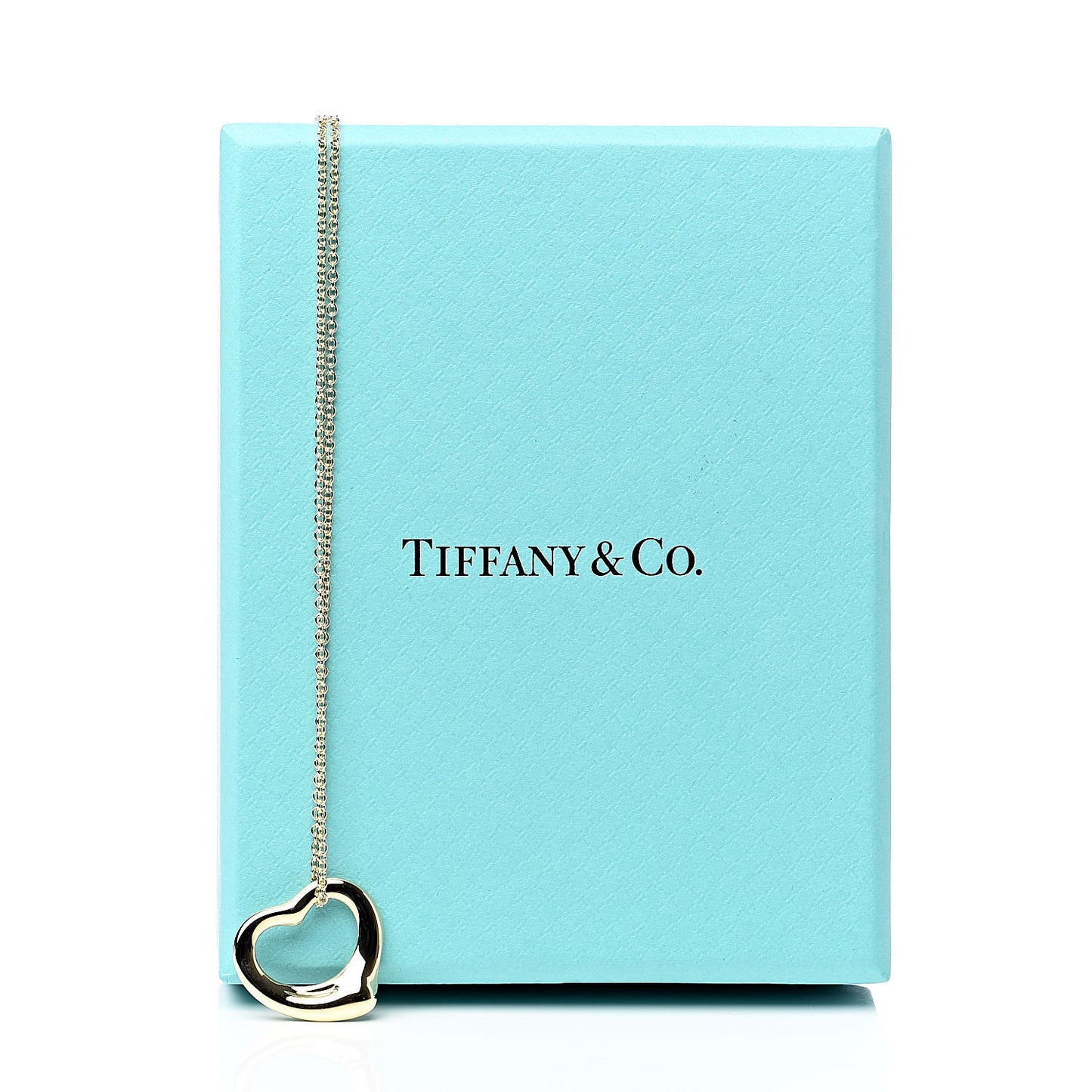 18K Yellow Gold 16mm Elsa Peretti Open Heart Pendant Necklace