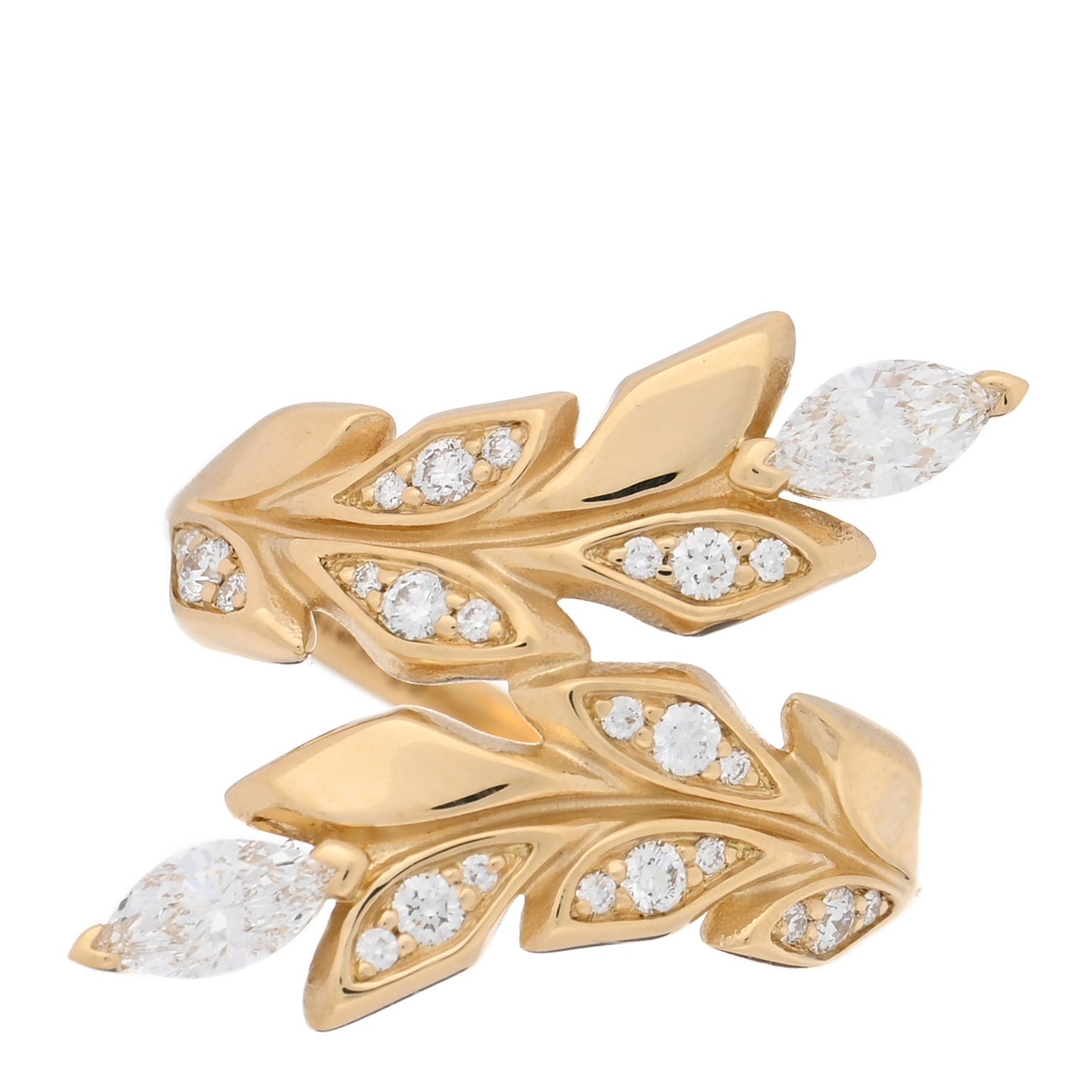 18K Yellow Gold Diamond Victoria Vine Bypass Ring 49 5