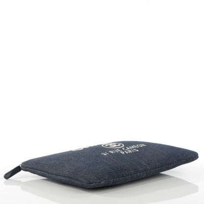 Chanel Denim Large Deauville Pouch Dark Blue 4 of 8