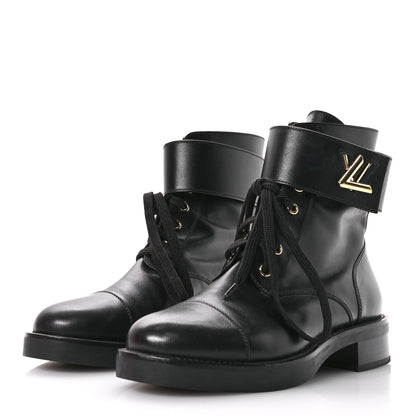 Louis Vuitton Calfskin Wonderland Ranger Boots 38.5 Black 4 of 9
