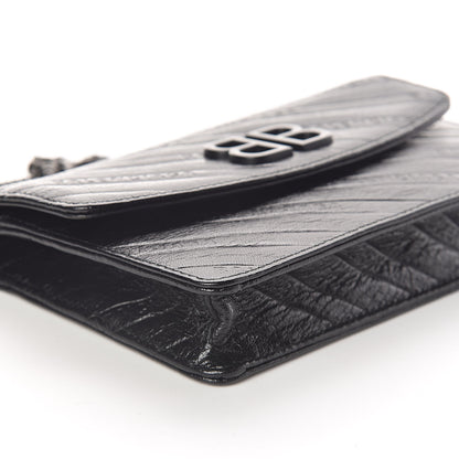 Balenciaga Shiny Goatskin Logo Embossed Monochrome BB Wallet On Chain Black 8 of 9