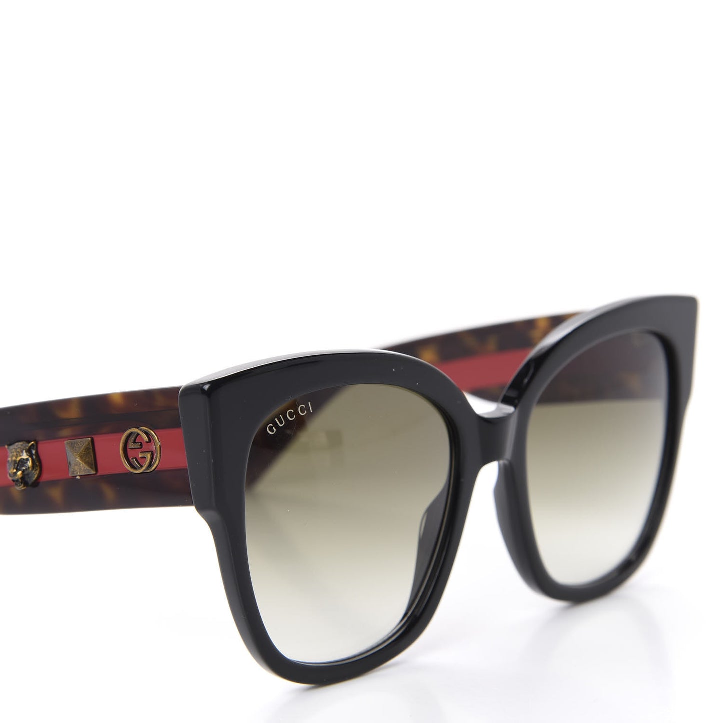 Acetate Square Frame Web Sunglasses GG0059S Black Tortoise
