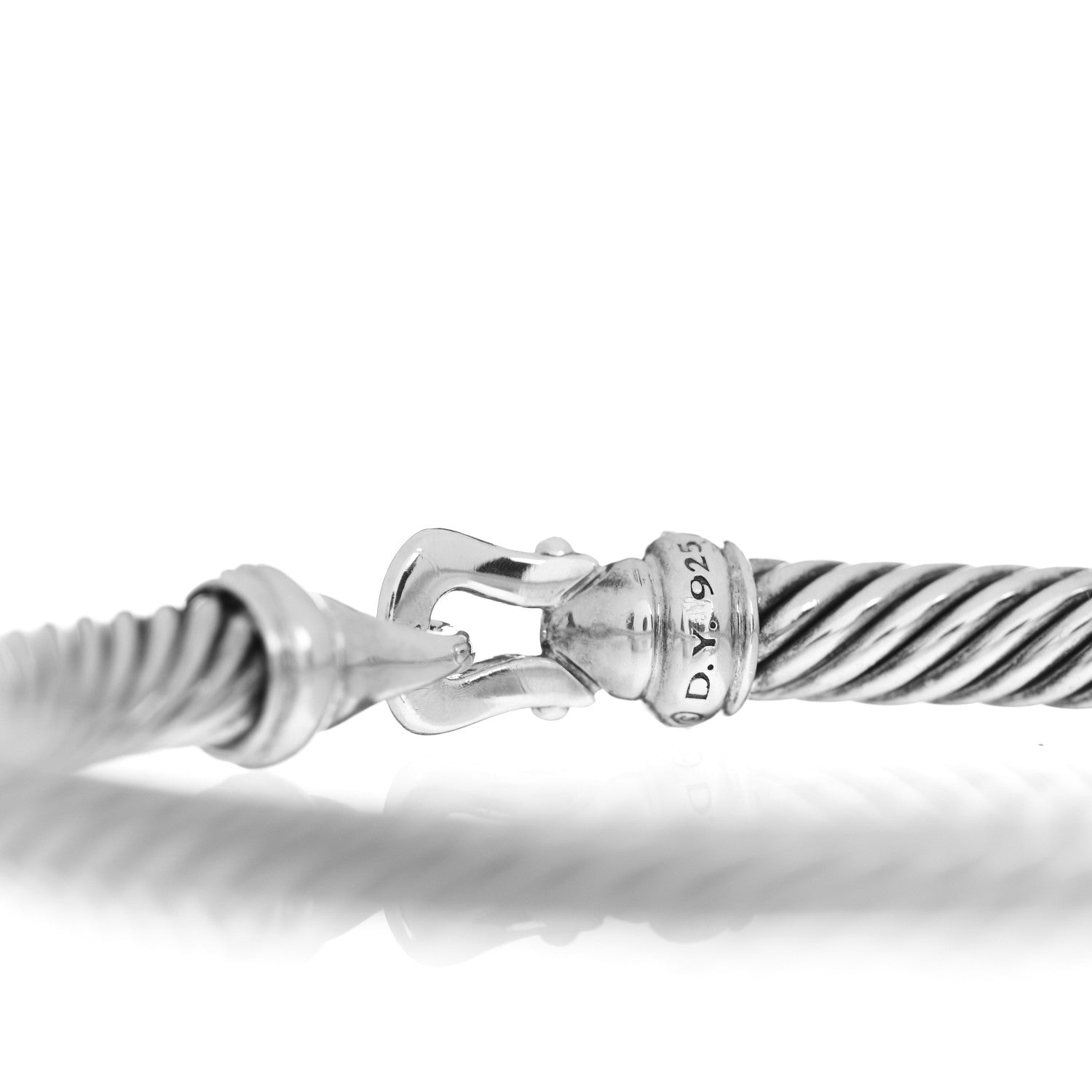 David Yurman Sterling Silver Diamond 5mm Cable Buckle Bracelet 4 of 5