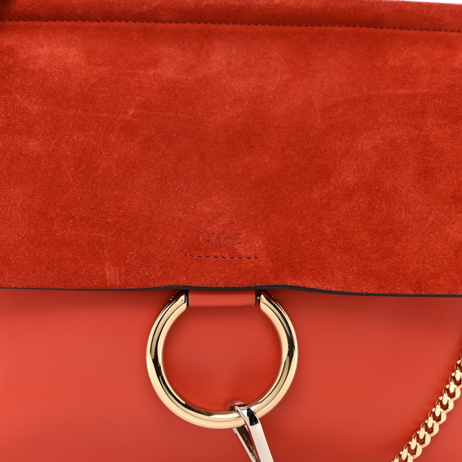 Chloe Calfskin Suede Medium Faye Shoulder Bag Sepia Red 8 of 10