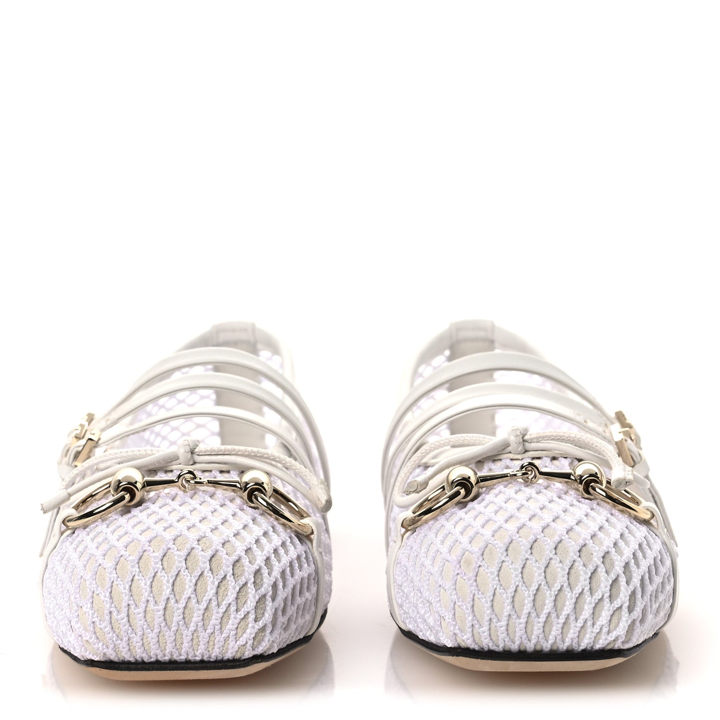 Video Net Nappa Horsebit Ballerina Flats 35.5 Great White