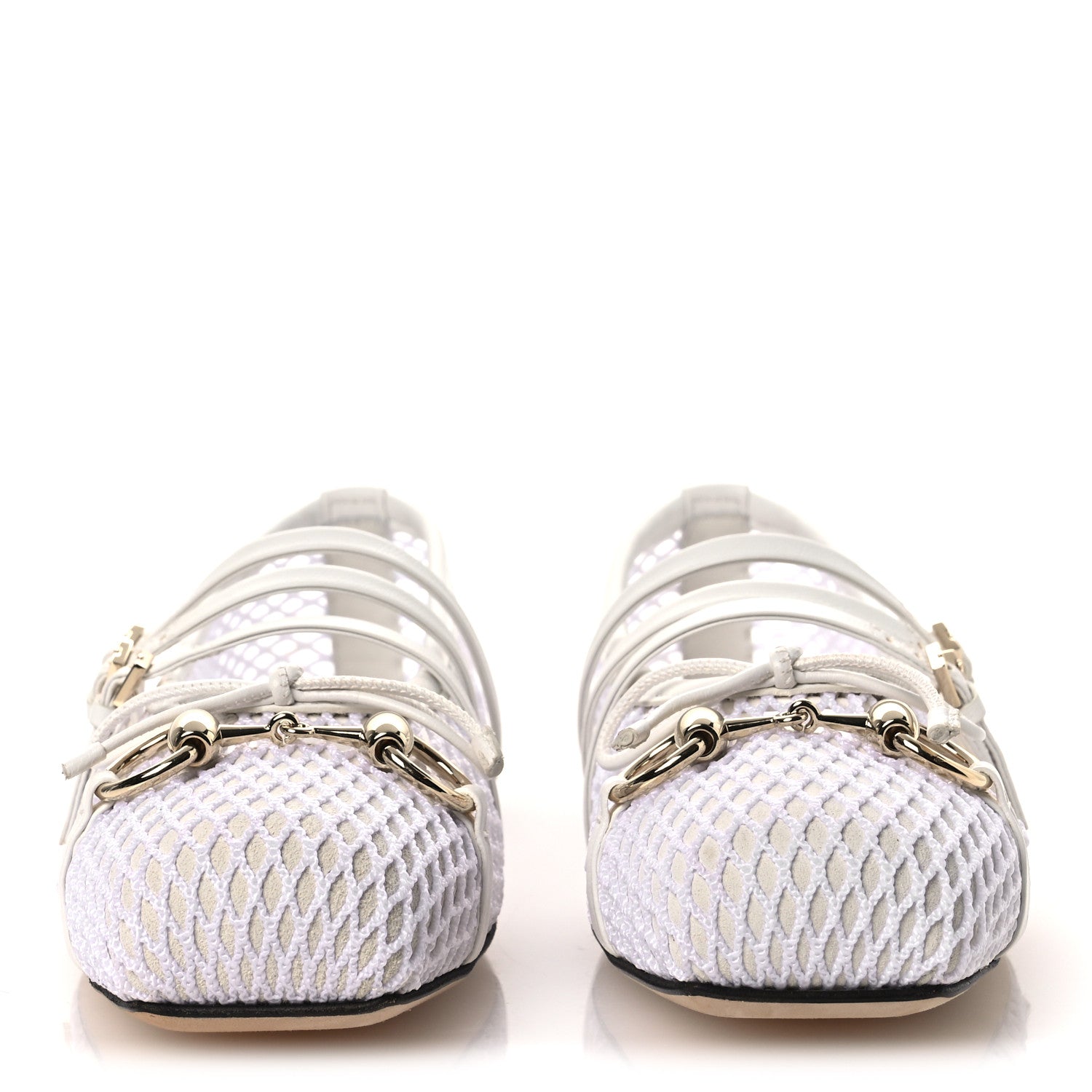 Gucci Video Net Nappa Horsebit Ballerina Flats 35.5 Great White 3 of 10