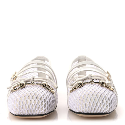 Gucci Video Net Nappa Horsebit Ballerina Flats 35.5 Great White 3 of 10